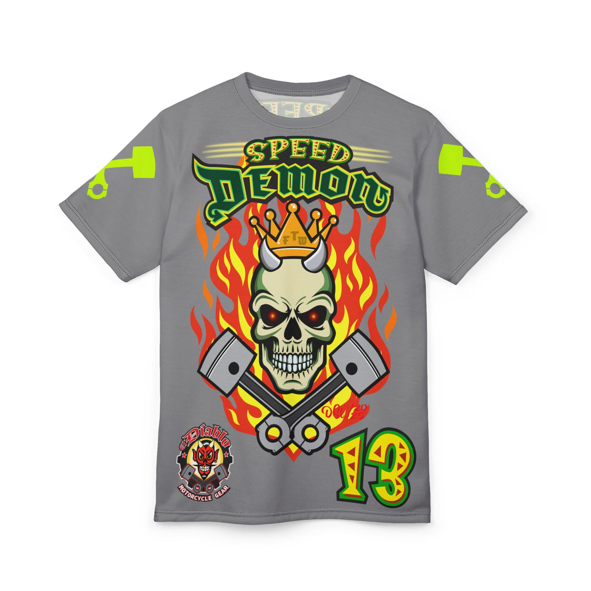 Speed Demon Hellfire HiViz Super Tee - THE Perfect Motorcycle Riding Tee - High Comfort & Perfect Fit Super Tee