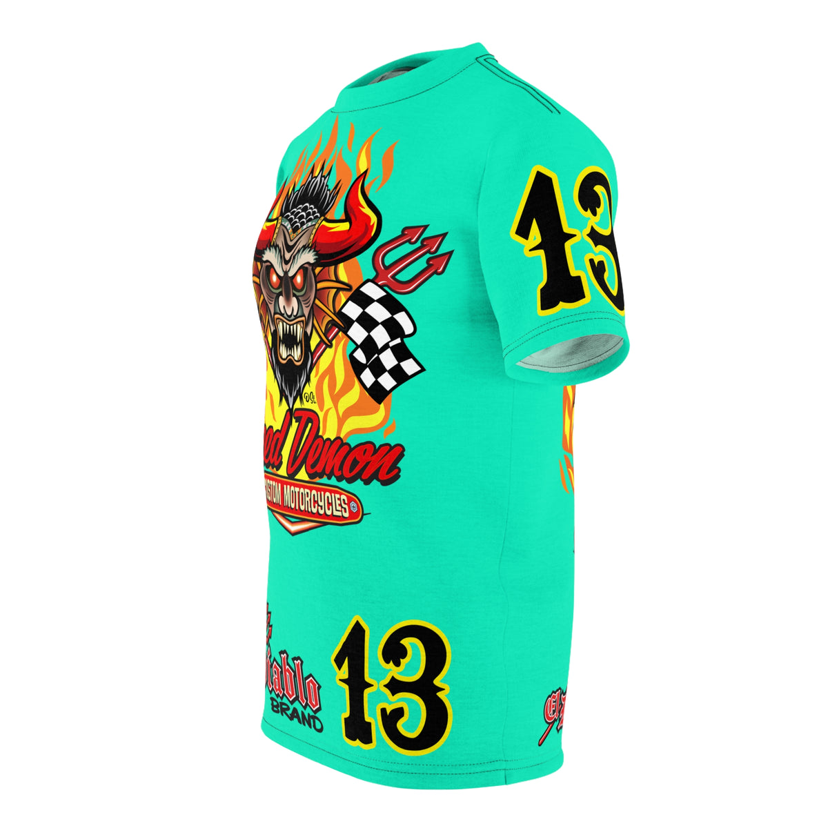 Speed Demon Customs Teal HiViZ Super Tee — Extreme Edgy Graphics - Bad Attitude Custom Biker Riding Gear