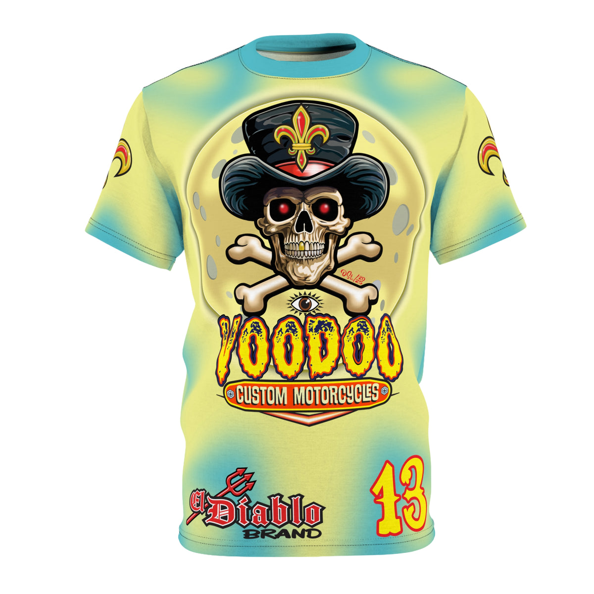 Voodoo Custom Motorcycles HIVIZ TYE DYE BLAST SUPER RIDING TEE - Look Cool, Ride Cool jn our Finest Biker Riding Tee