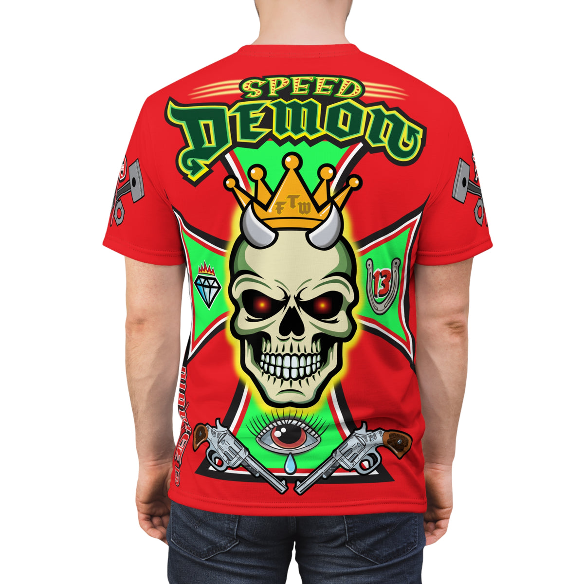 Speed Demon Customs HiViz High Performance Motorcycle Riding Super Tee, Unique High Visibility XL Graphics