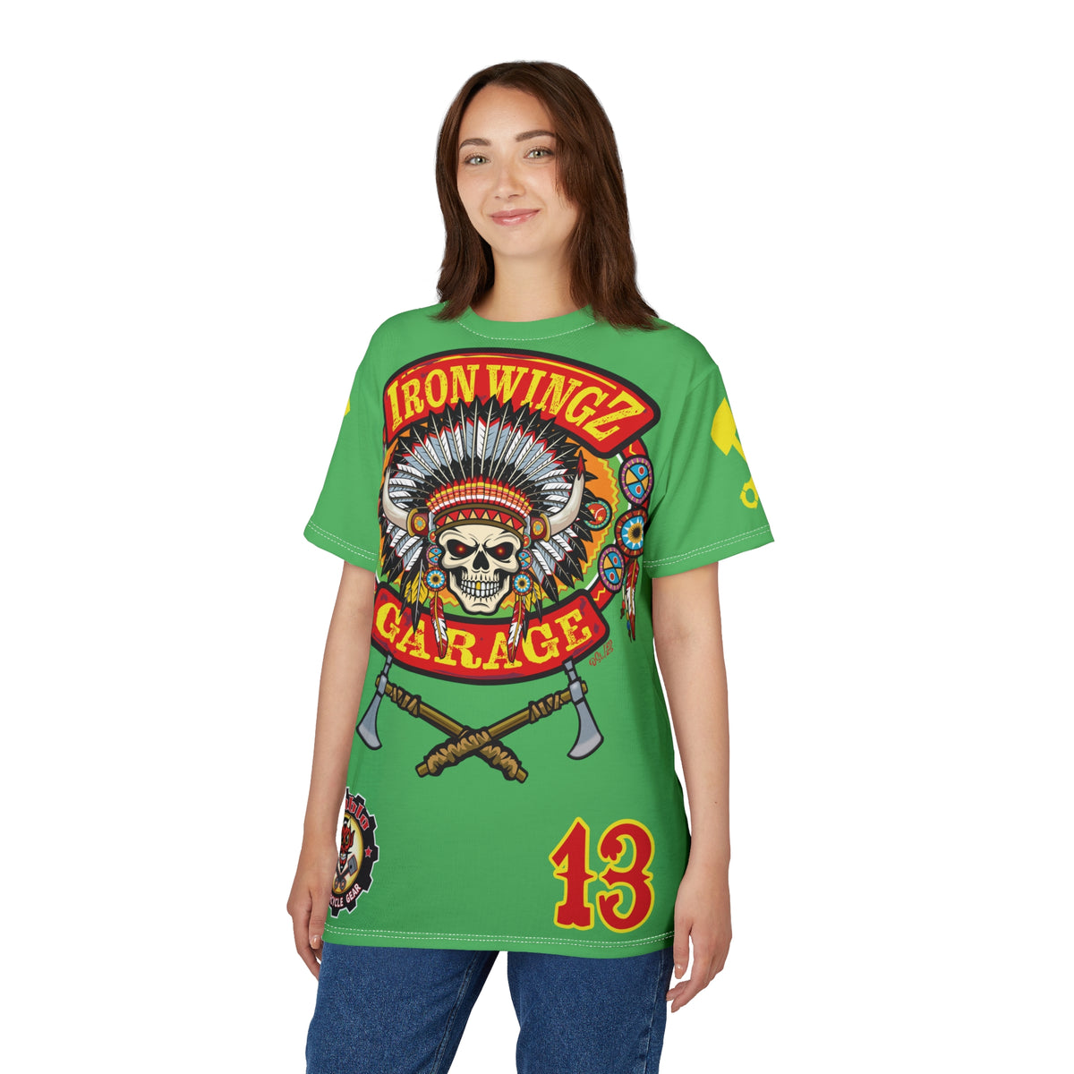 Iron WingZ Garage  Graphic Super Tee, Edgy Streetwear, Customized Apparel, Gift for Bikers