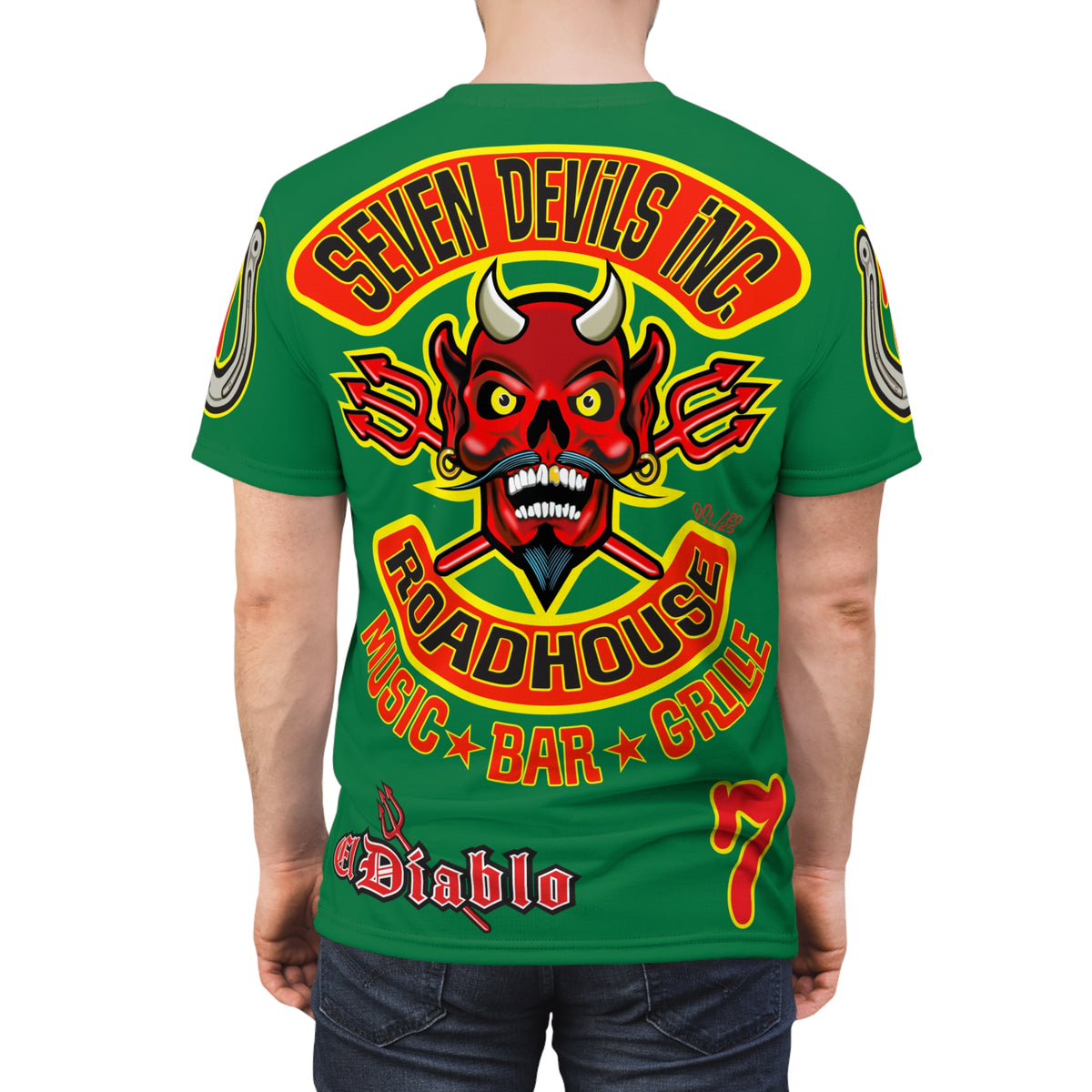 Seven Devils Inc. Roadhouse  Graphic Tee - Custom Motorcycle Riding Super Tee, Edgy Streetwear Perfect Fit & Comfort Biker Wear