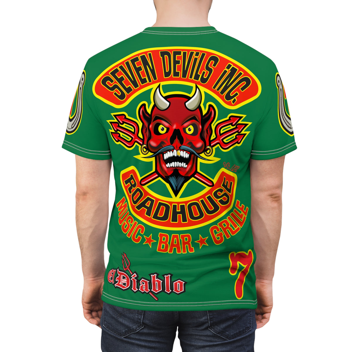 Seven Devils Inc. Roadhouse  Graphic Tee - Custom Motorcycle Riding Super Tee, Edgy Streetwear Perfect Fit & Comfort Biker Wear