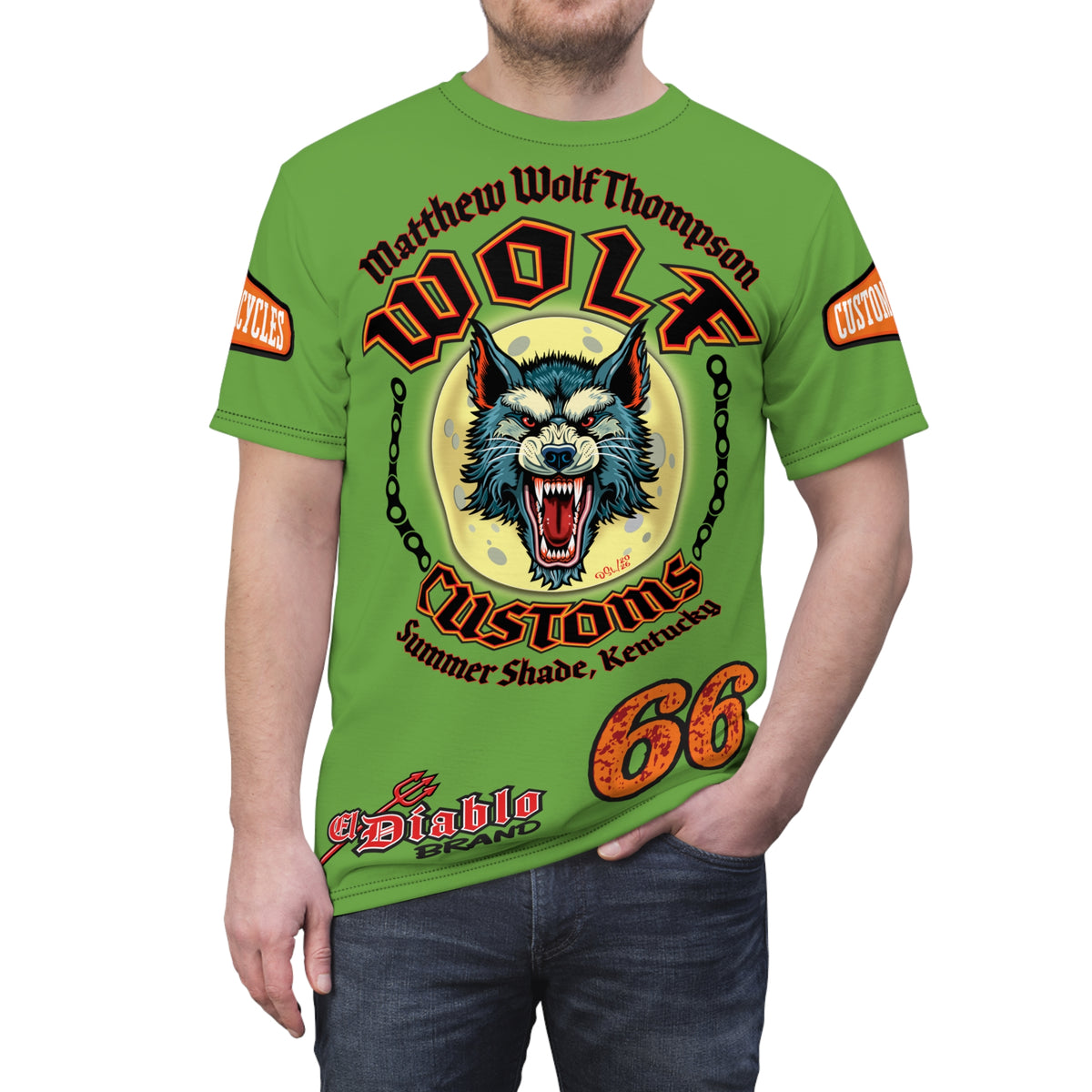MWT Wolf Custom Motorcycles Super Tee — Viciously Cool High Performance Motorcycle Riding Shirt
