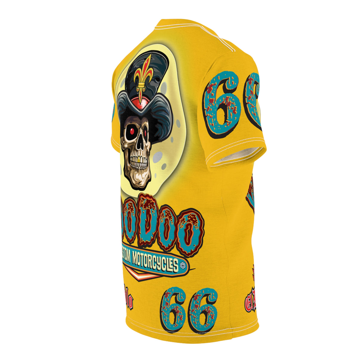 Voodoo Custom Motorcycles Unisex HiViz Tee, Edgy Graphic Shirt, Motorcycle Apparel, Skull T-Shirt, Perfect for Bikers
