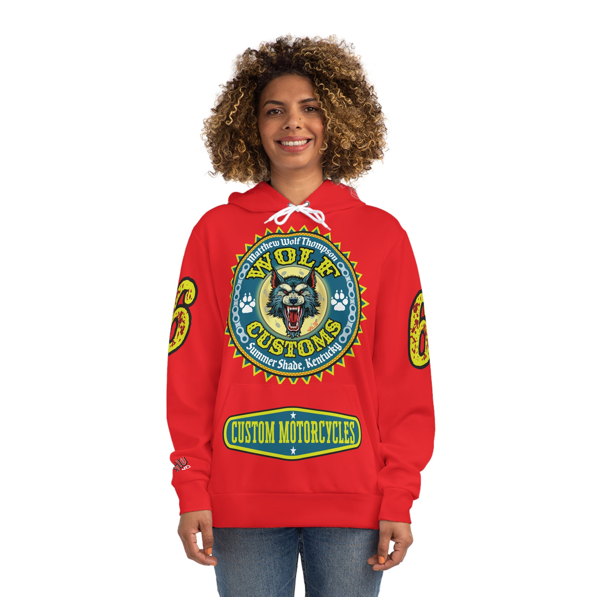 HoodZ Wolf Customs Motorcycle Hoodie — Vintage Biker Graphic Hooded Sweatshirt
