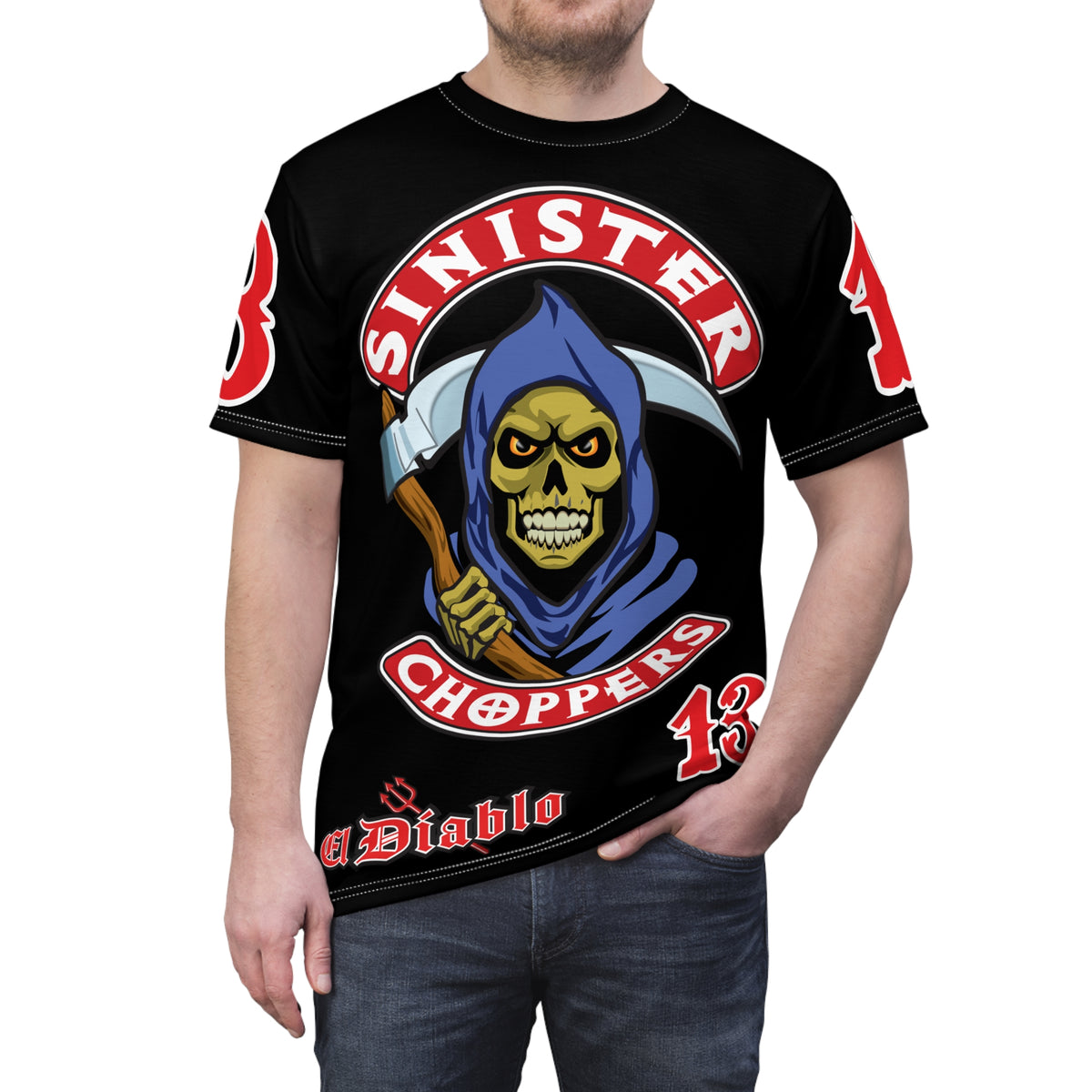Sinister Choppers Reaper HiViz Super Tee - Unisex Skull Design for Bikers
