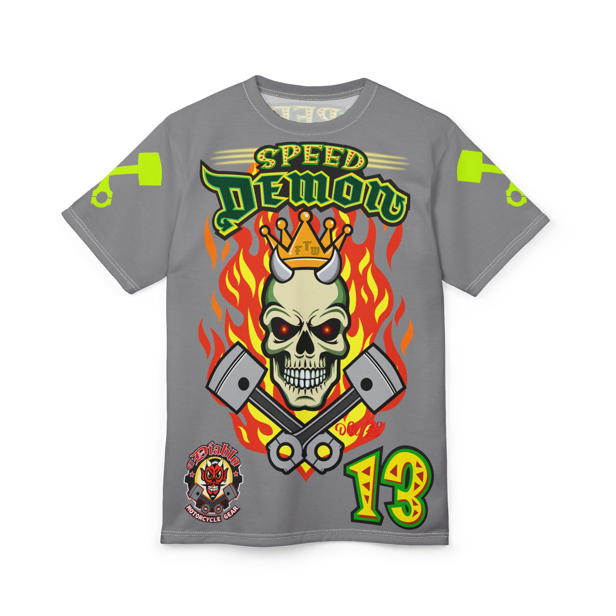 Speed Demon Hellfire HiViz Super Tee - THE Perfect Motorcycle Riding Tee - High Comfort & Perfect Fit Super Tee