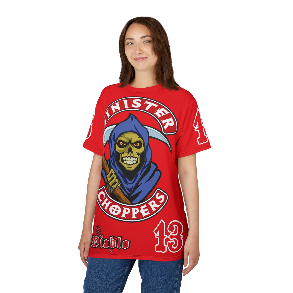 Sinister Choppers Grimm Reaper HiViz Super Tee - Unisex Skull Design for Bikers