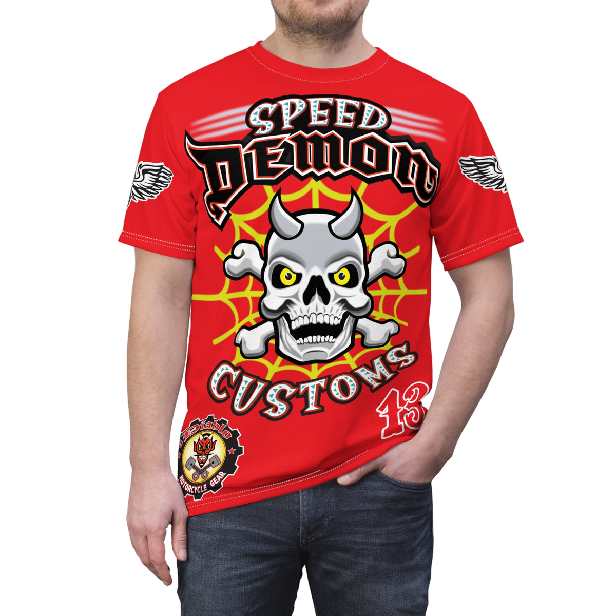 Speed Demon Customs Spectacular HiViz Super Tee - Devilishly Demented Bold Biker Design