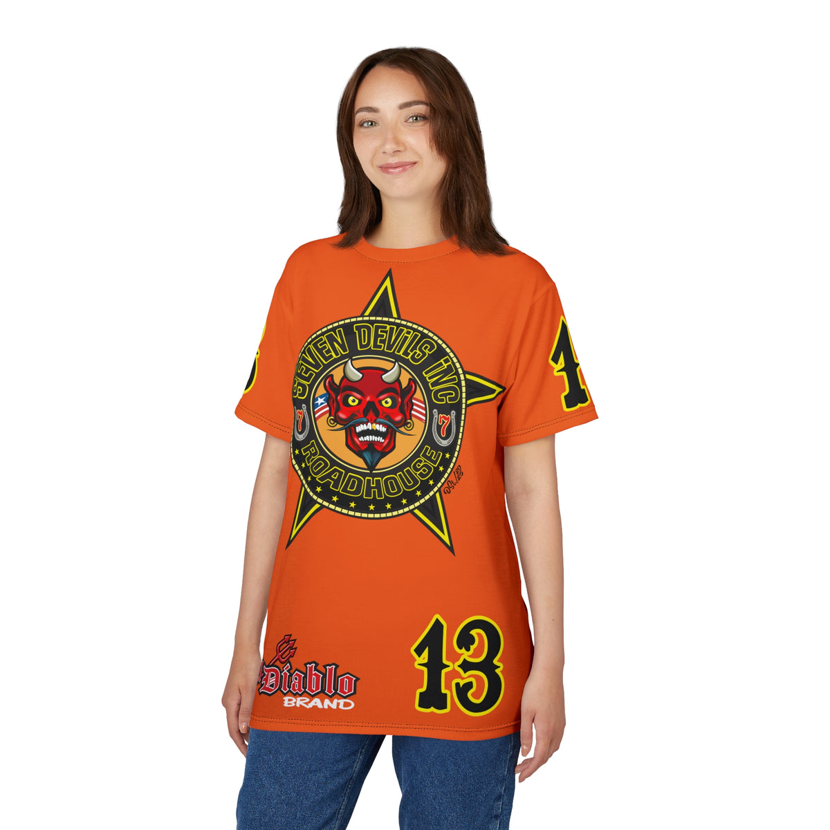 Seven Devils Inc. Roadhouse Black on Black Super Tee — Extreme Edgy Graphics - Bad Attitude Custom Biker Riding Gear