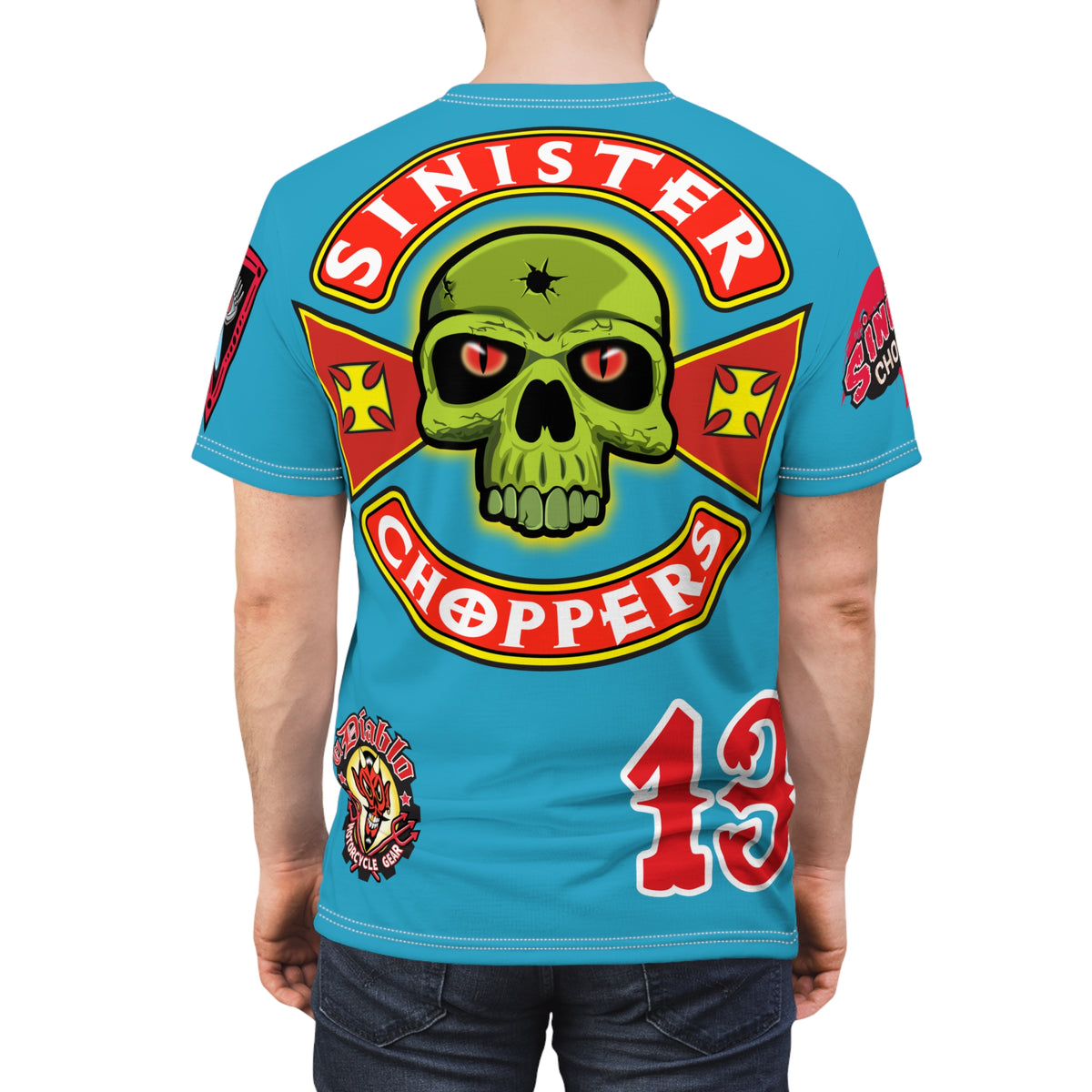 Sinister Choppers Electric Blue Custom Designed HiViz Super Tee