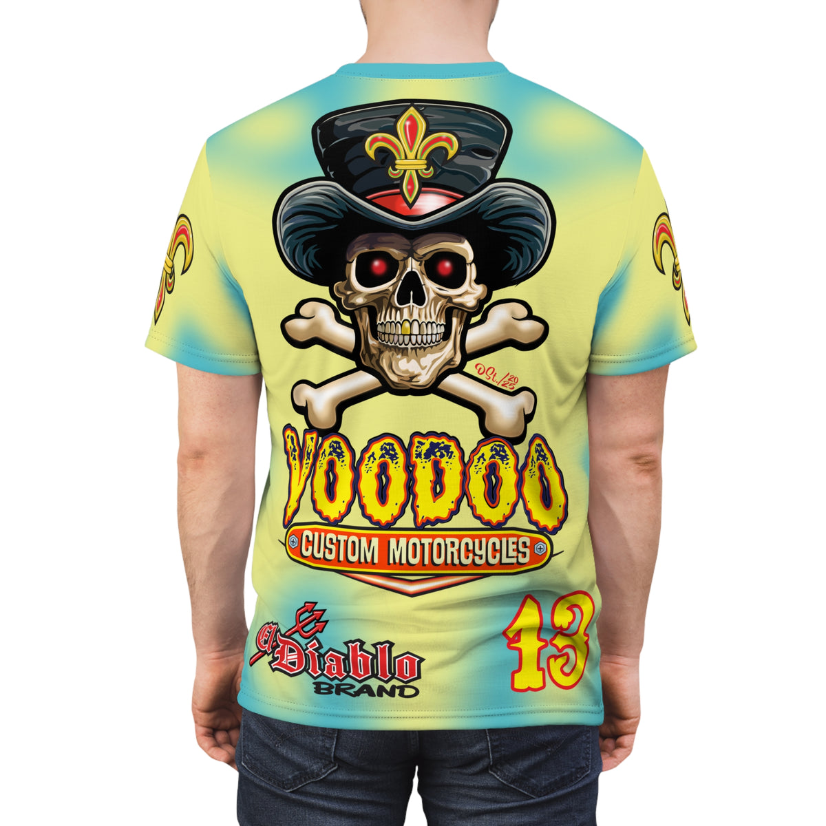 Voodoo Custom Motorcycles HIVIZ TYE DYE BLAST SUPER RIDING TEE - Look Cool, Ride Cool jn our Finest Biker Riding Tee