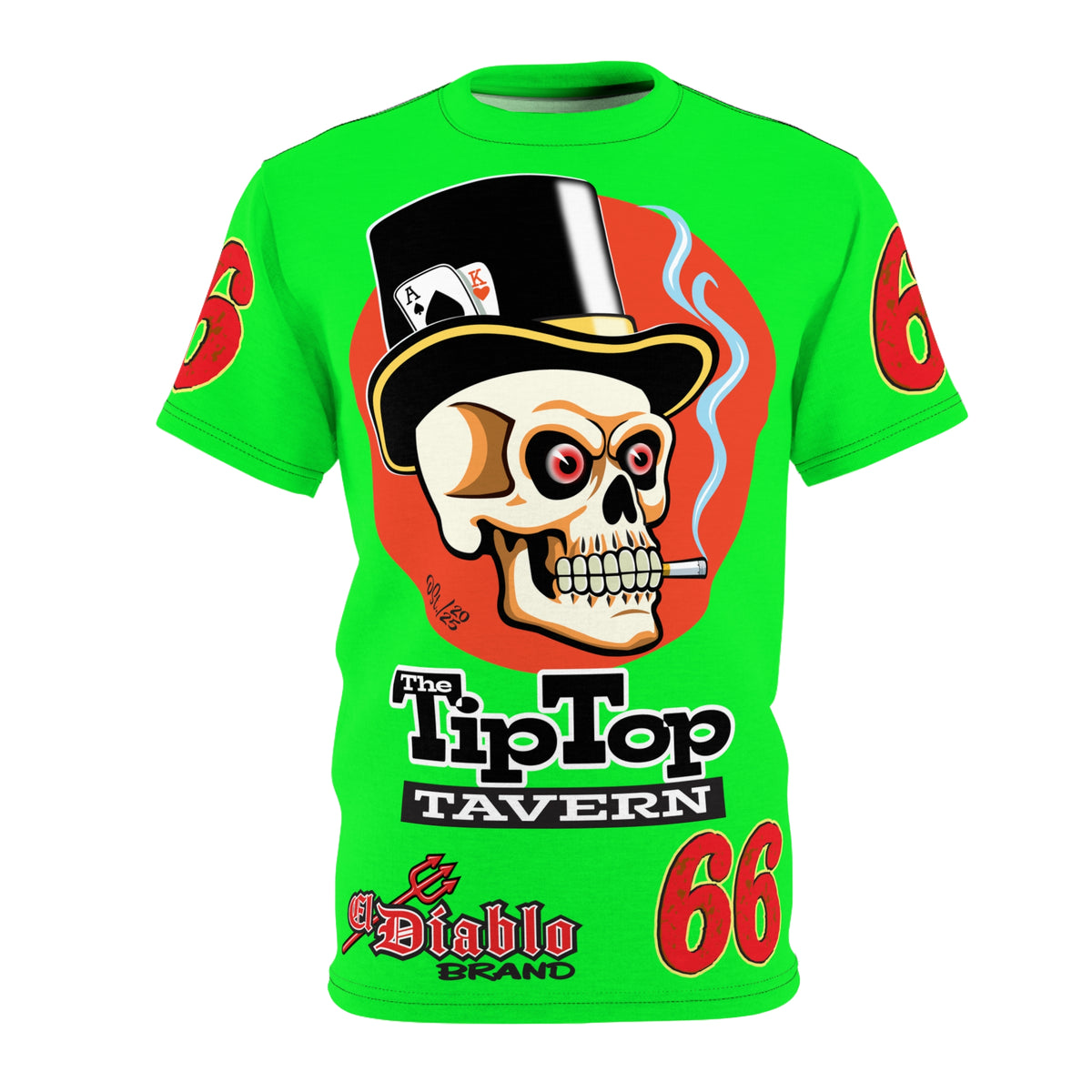 VERY SPECIAL Tip Top Tavern Dive Bar -HiViZ Lumina Green Super Riding Tee (*Limited Edition) - Florida's Best Dive Bar, Bikes Beers Babes & Bros. - Honouring Biker Bars