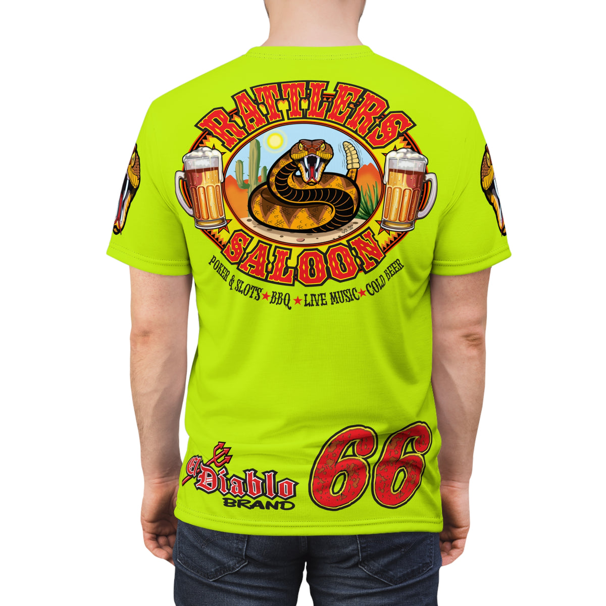 VERY Special Rattlers Saloon  BADAZZ HIVIZ SUPER RIDING TEE — Vintage Biker 66 Graphic Shirt