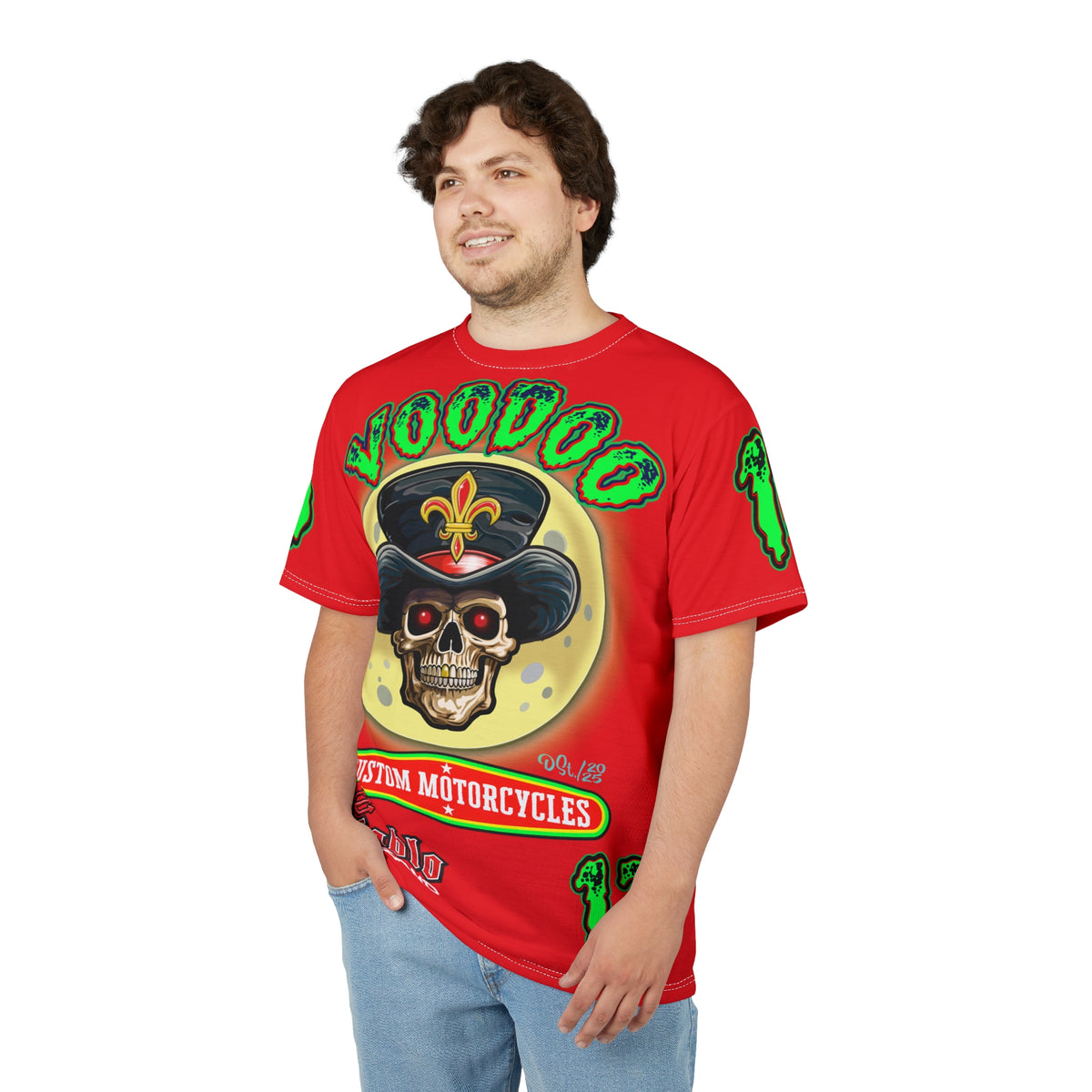 Voodoo Custom Motorcycles HiViz Super Tee, Unique XL Graphics, Custom HiViz Apparel