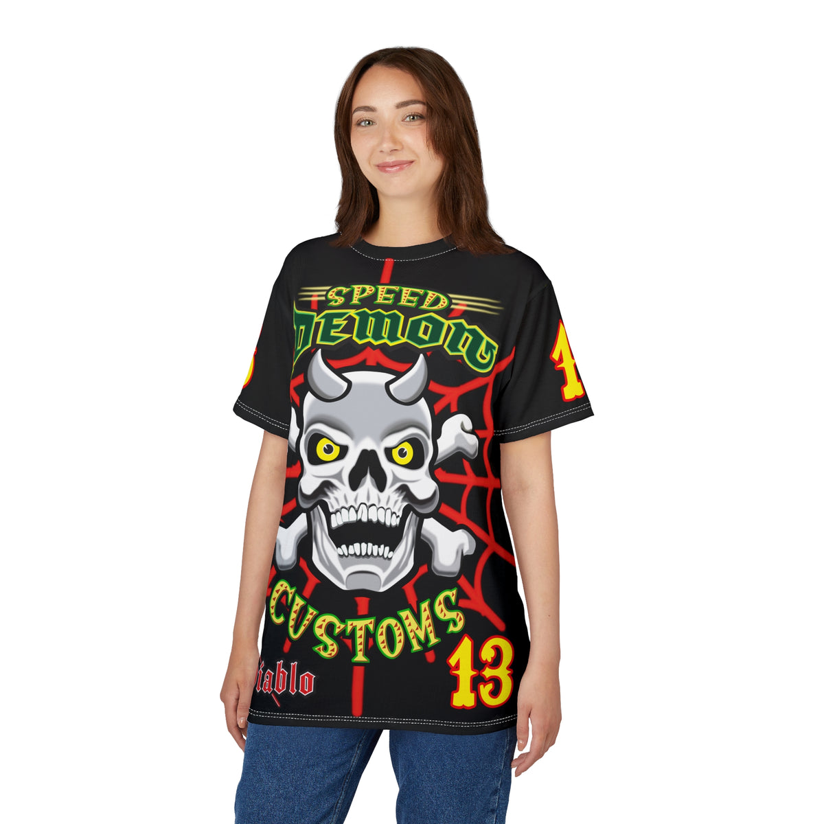 Speed Demon Big Web HiViz Custom Motorcycle Riding Super Tee