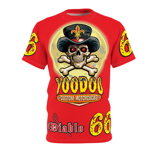 Voodoo Custom Motorcycles Unisex HiViz Tee, Edgy Graphic Shirt, Motorcycle Apparel, Skull T-Shirt, Perfect for Bikers