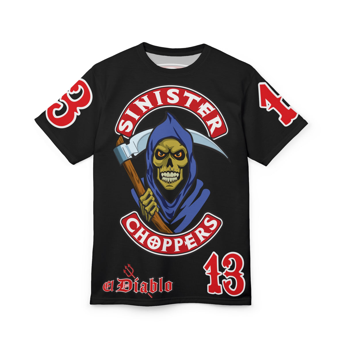 Sinister Choppers Reaper HiViz Super Tee - Unisex Skull Design for Bikers
