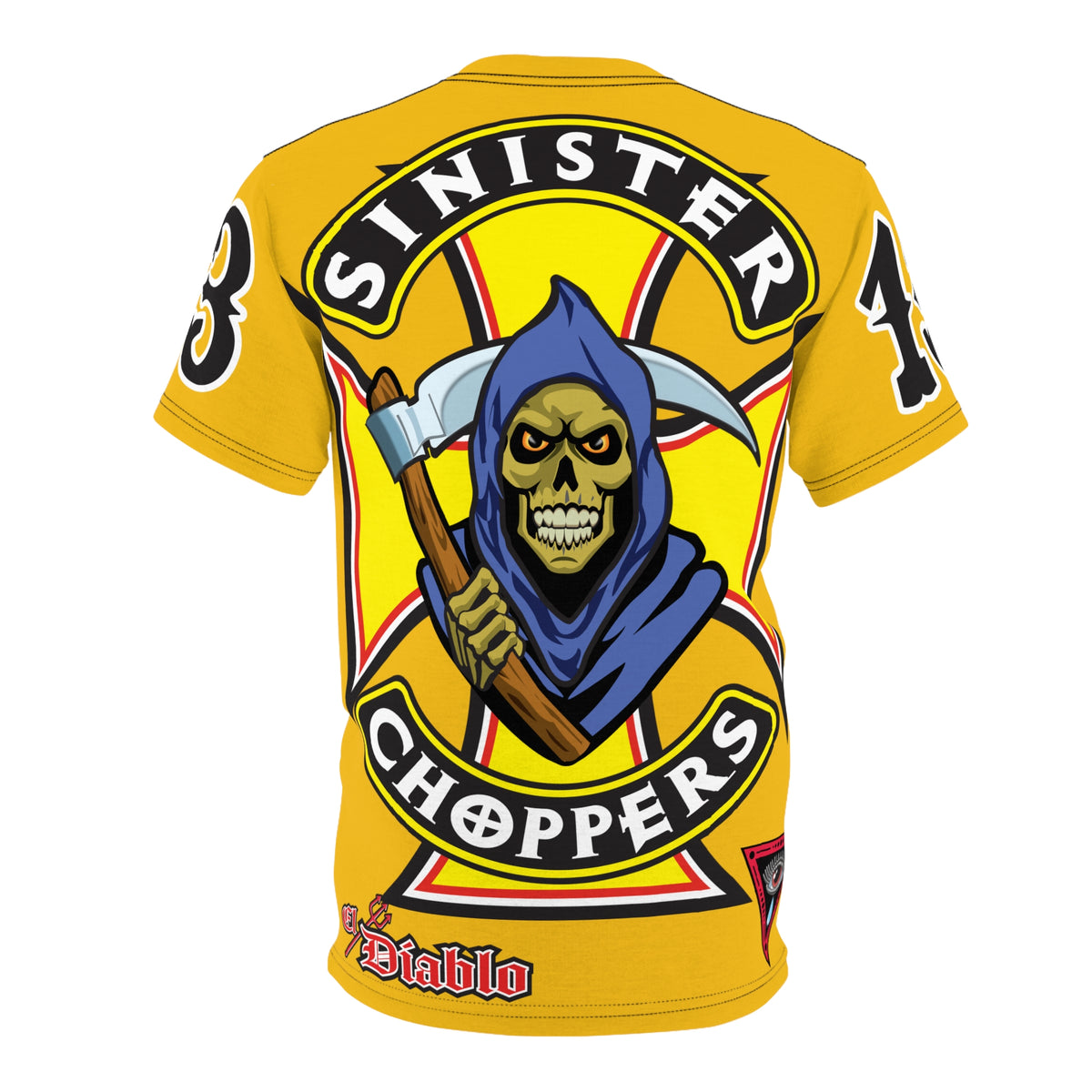 Sinister Choppers Reaper HiViz Super Tee - Unisex Skull Design for Bikers