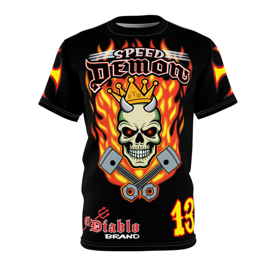 Speed Demon King of Speed Super Tee- Edgy Skull Flame Design for Bikers & Rebels