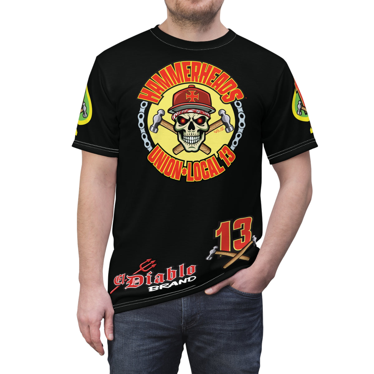 SRT Hammerheads Union Local 13  -  Custom Motorcycle Super Riding Tee - Super Comfort and Fit