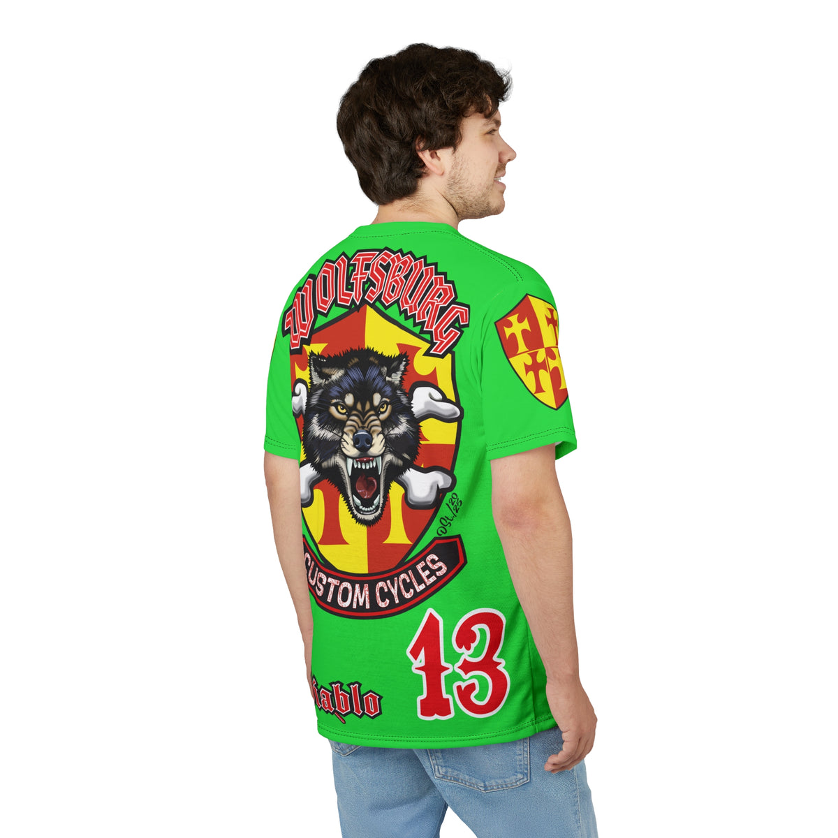 Very Special Wolfsburg Custom Cycles HiViz Graphic Super Tee for Bikers