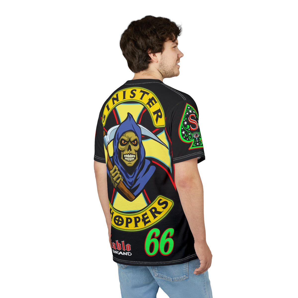 SRT Sinister Choppers Reaper Super Tee - Gothic Graphic T-Shirt for Motorcycle Riders