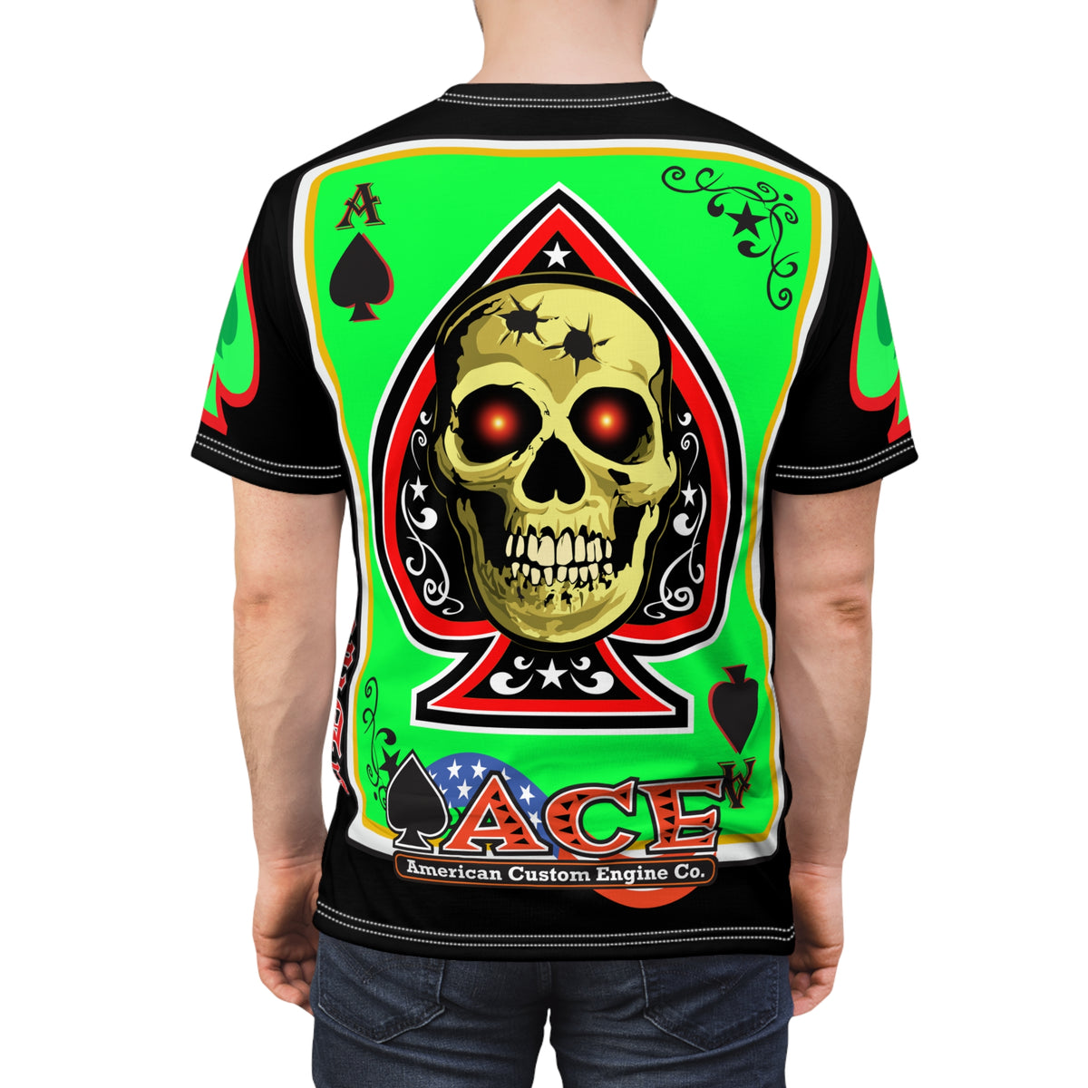 American Custom Engines ACE - Special Lumina Green  Ace of Spades Death Card High visibility Graphics
