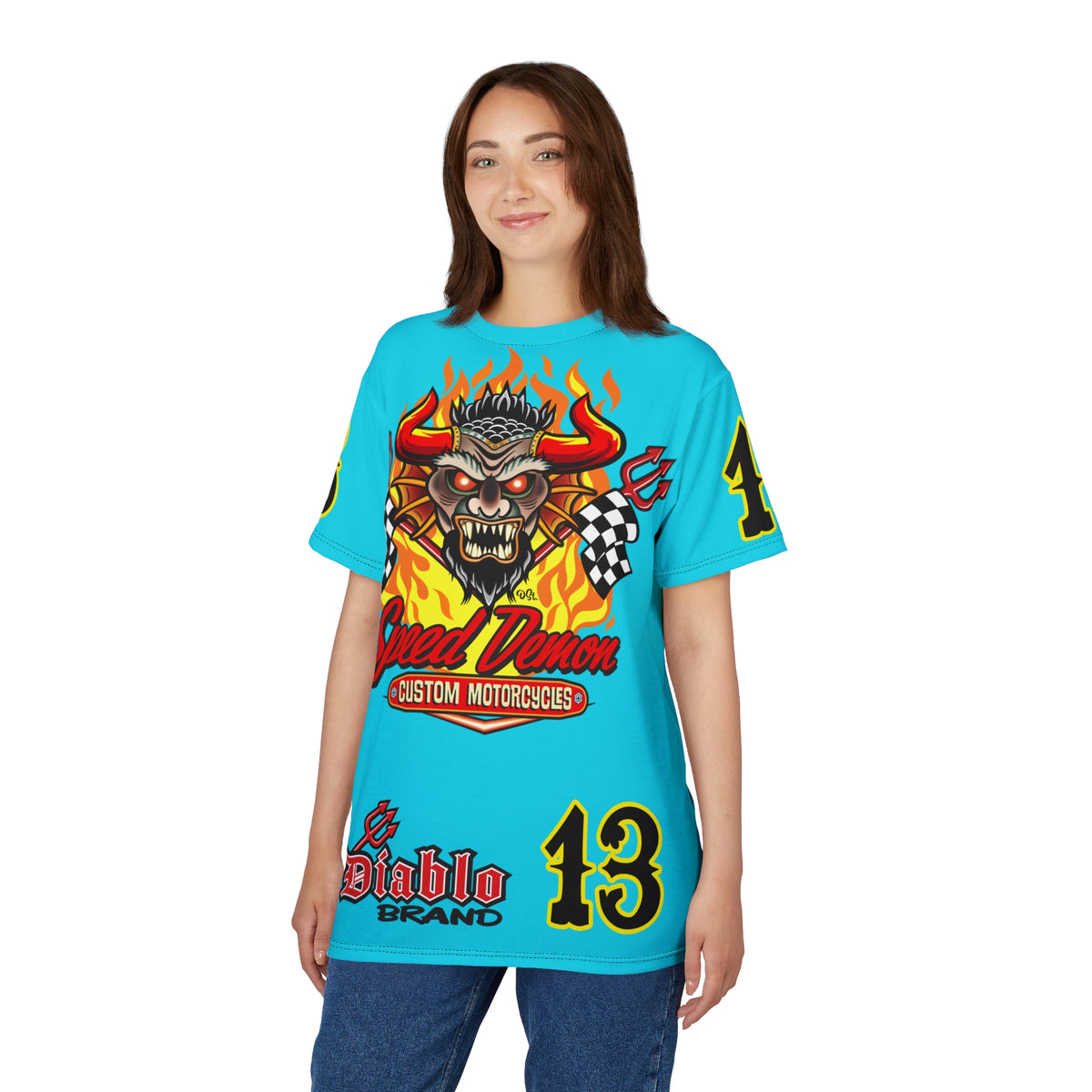 Speed Demon Customs Ice Blue Super Tee — Extreme Edgy Graphics - Bad Attitude Custom Biker Riding Gear