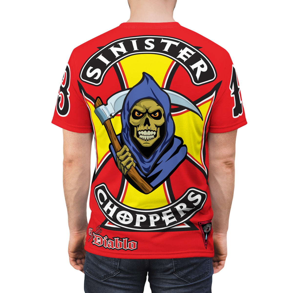 Sinister Choppers Reaper HiViz Super Tee - Unisex Skull Design for Bikers