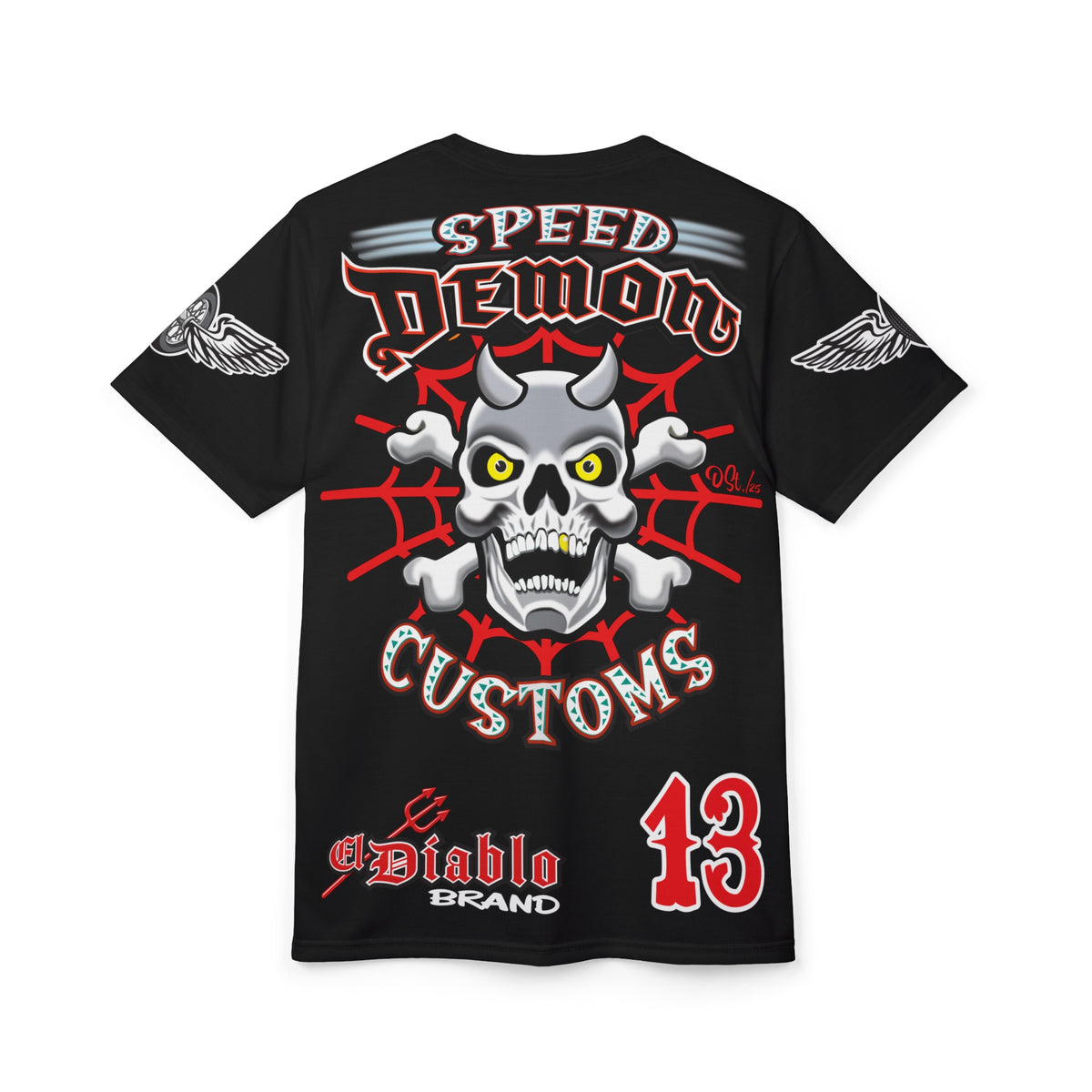 SRT Speed Demon Customs Spectacular  Super Riding Tee - Devilishly Demented Bold Biker Design