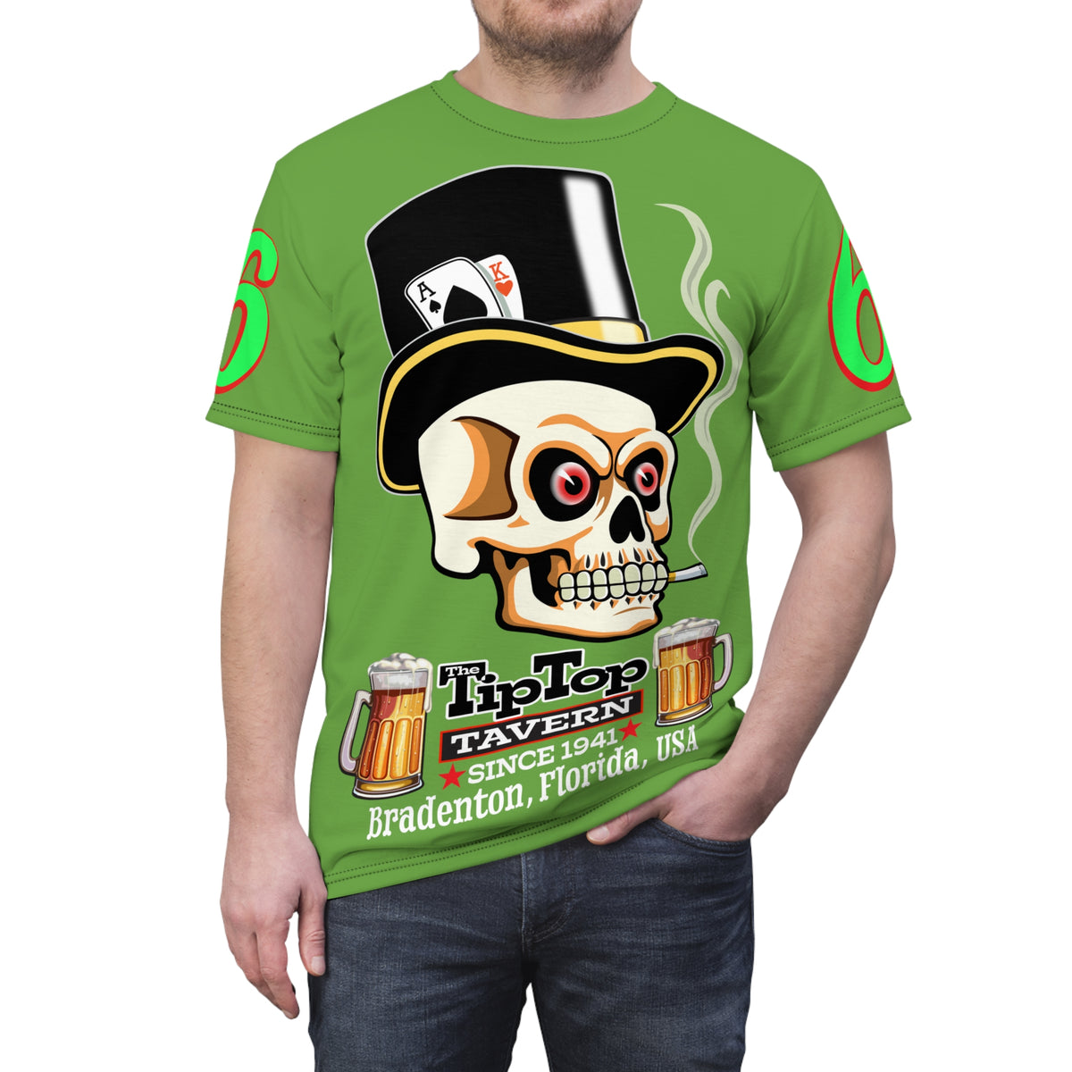 Tip Top Tavern Dive Bar Super Tee - Mean Green - Special Edition Graphics - America's Best Dive Bar - Bikes Beers Babes & Bros. - Biker Bar Tee