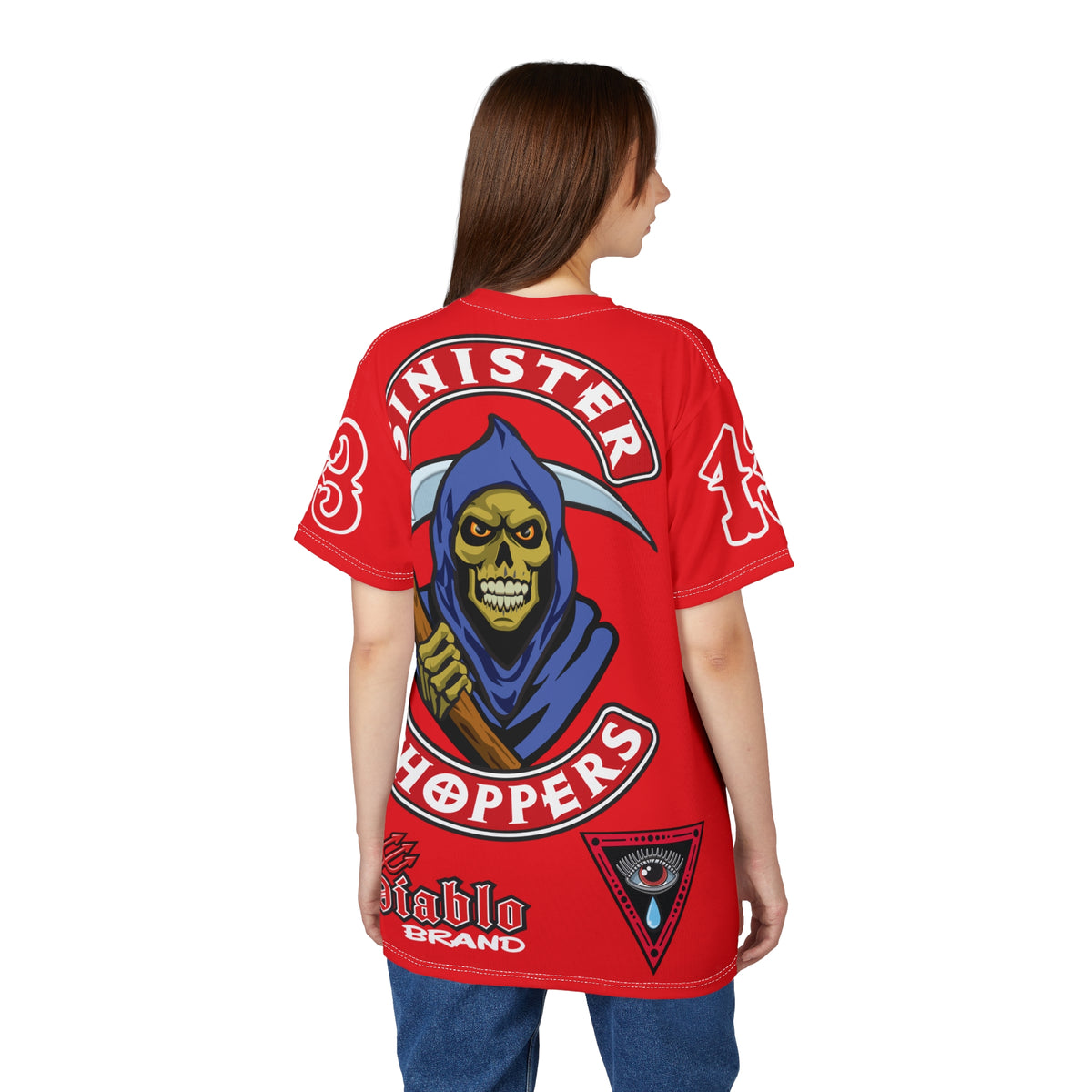 SRT Sinister Choppers Reaper HiViz Super Tee - Bad Attitude Skull Design for Bikers
