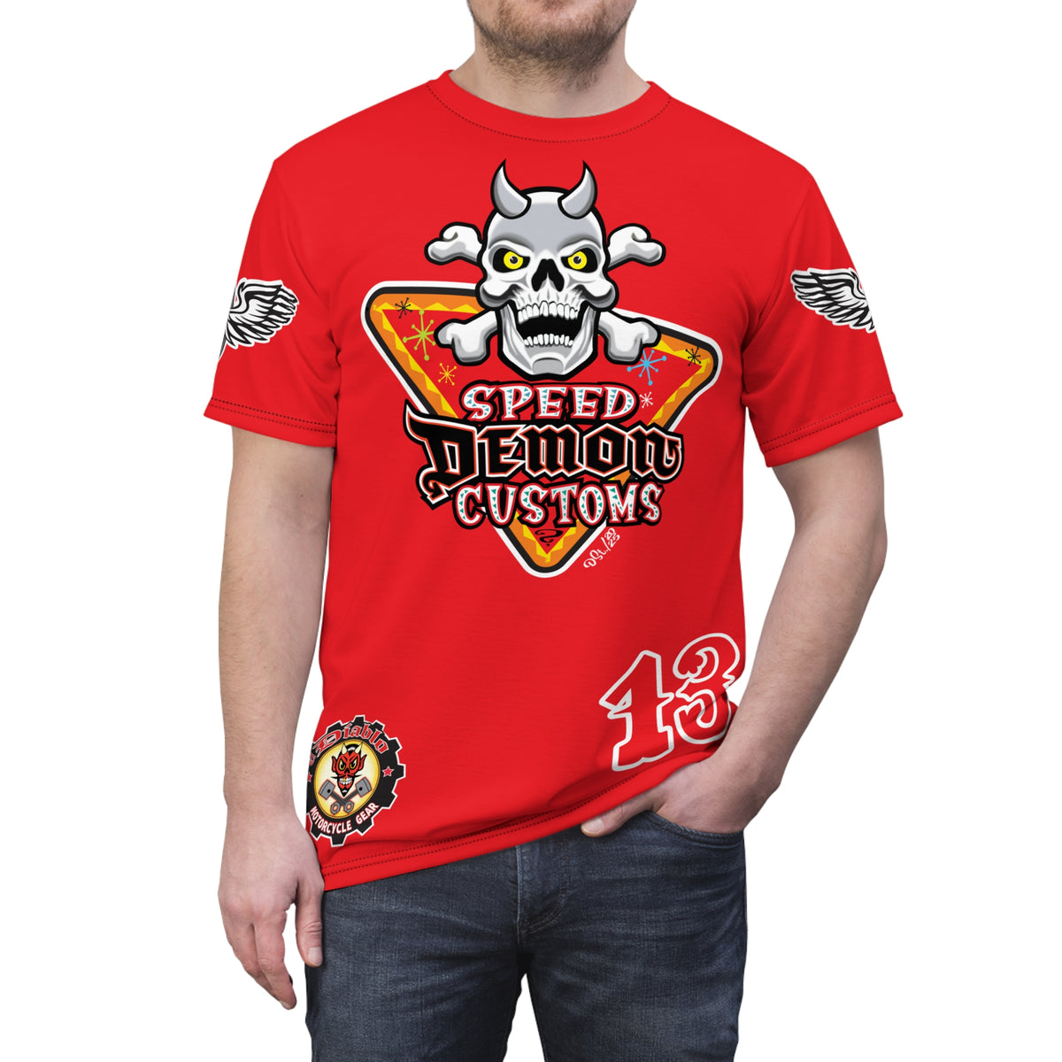 SRT Speed Demon Customs Spectacular  Super Riding Tee - Devilishly Demented Bold Biker Design