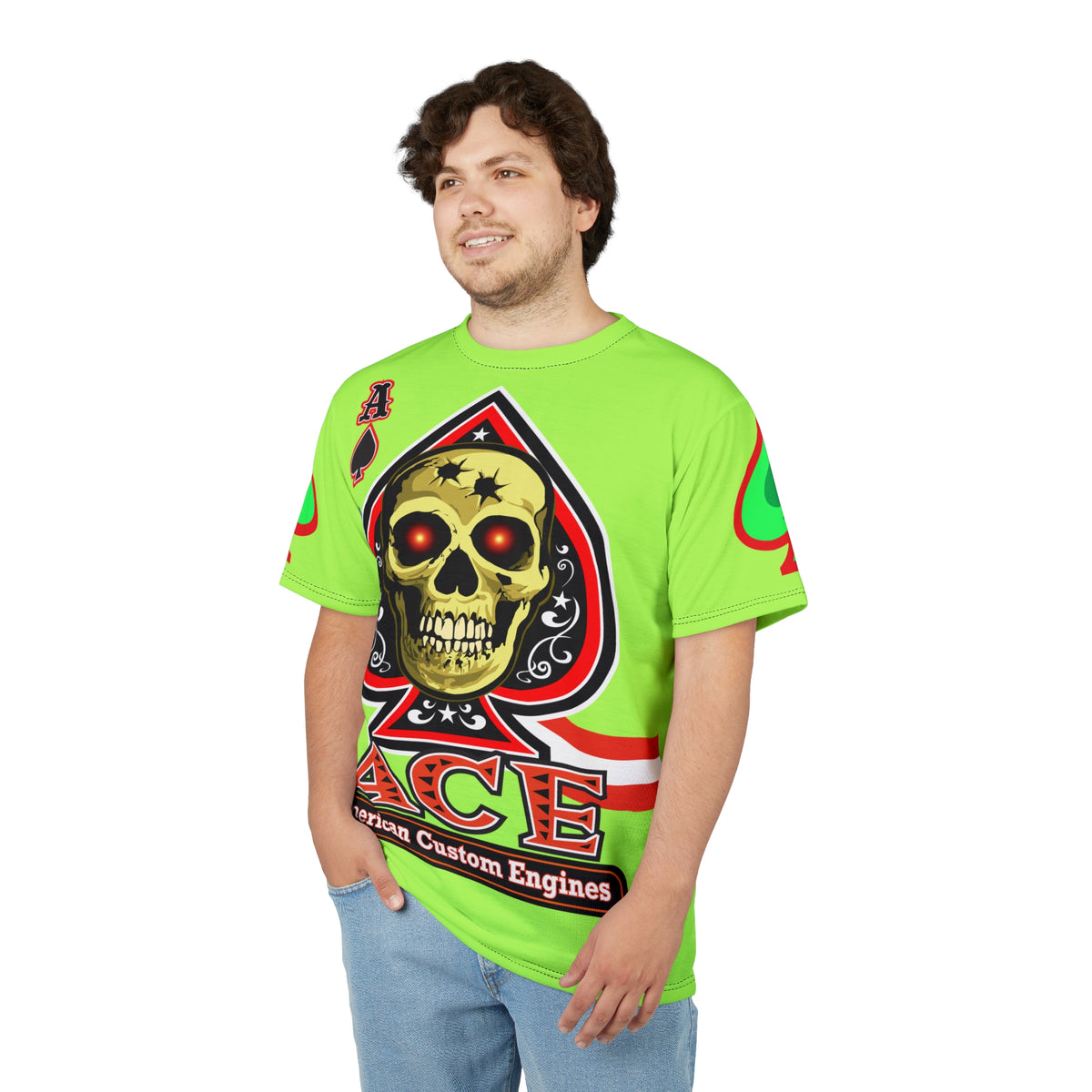American Custom Engines ACE - Very Special Lumina Green  Ace of Spades Death Card High visibility Graphics