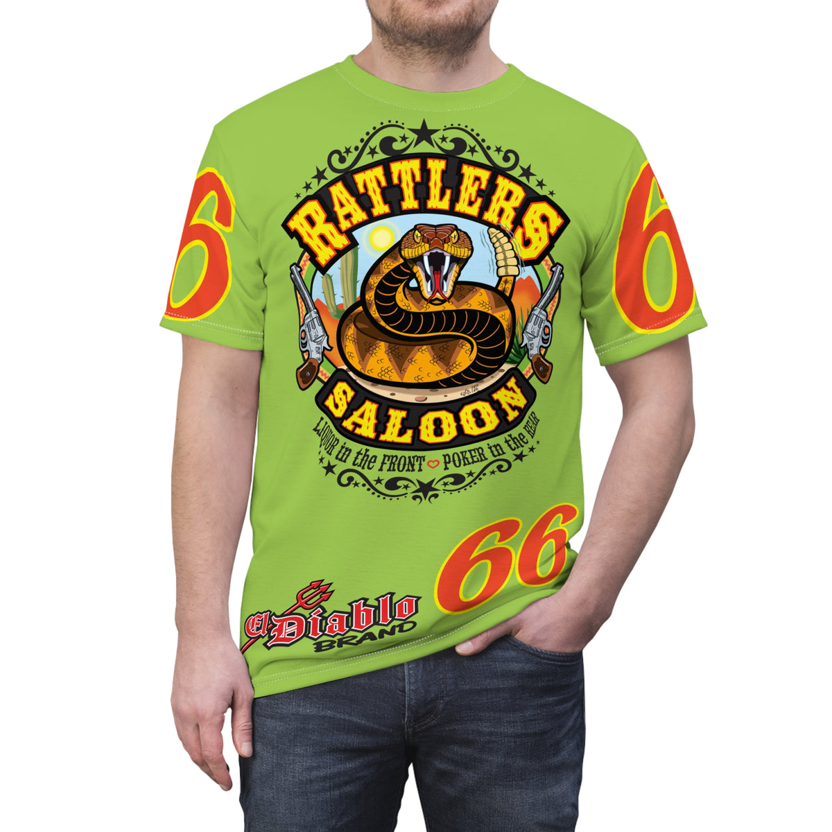 VERY Special HIVIZ Rattlers Saloon ROUTE 66 SUPER TEE — Vintage Biker 66 Graphic Shirt