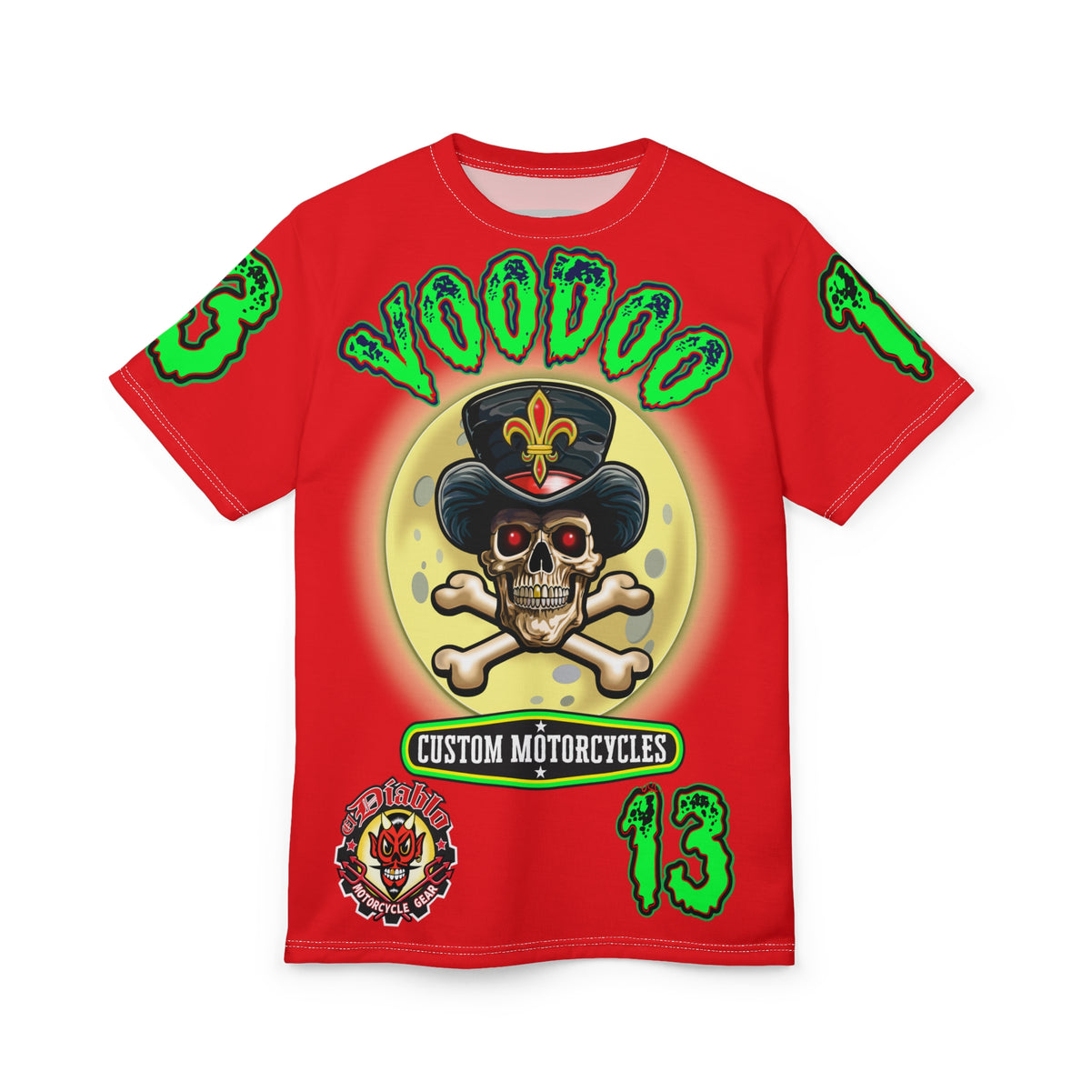 Voodoo Lucky 13 Red Rider HiViz Super Tee, XLGraphics , Custom Riding Apparel