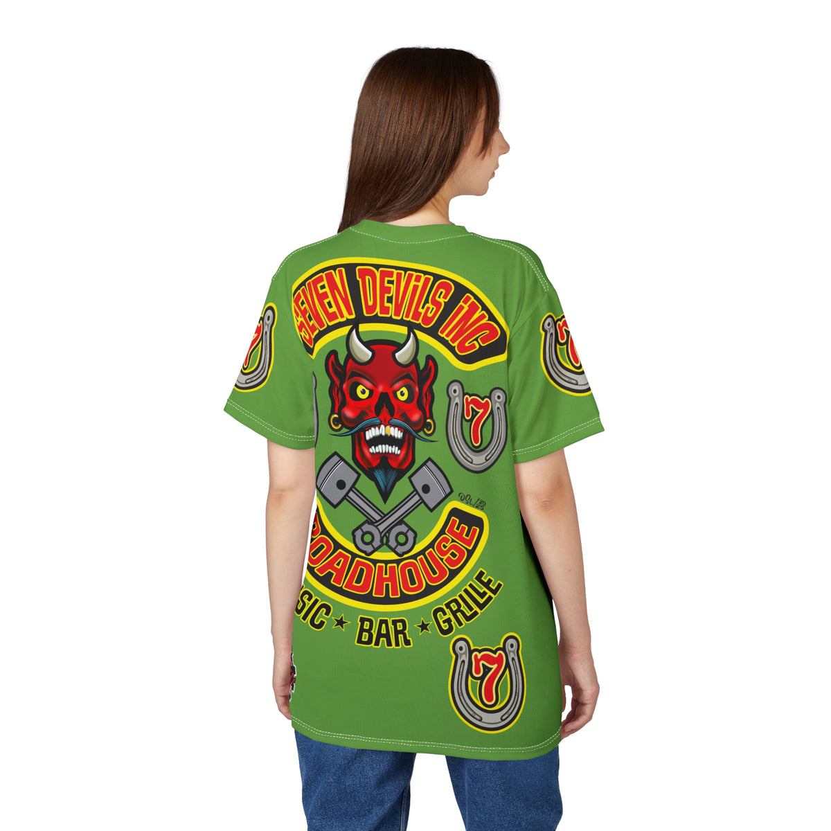 Seven Devils Inc. Roadhouse Graphic Tee - HiViz Motorcycle Custom Riding Super Tee