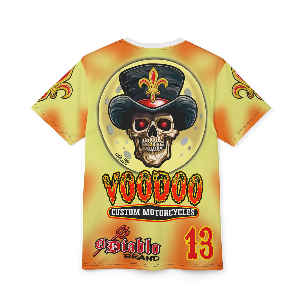 Voodoo Custom Motorcycles HIVIZ TYE DYE BLAST SUPER RIDING TEE - Look Cool, Ride Cool jn our Finest Biker Riding Tee