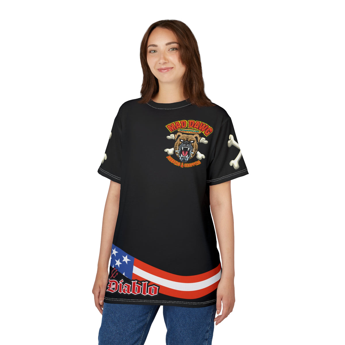 SRT Mad Dawg Customs Americana, Edgy Motorcycle Apparel, HiViz Custom Riding TEE, Rebel Fashion, Biker Style