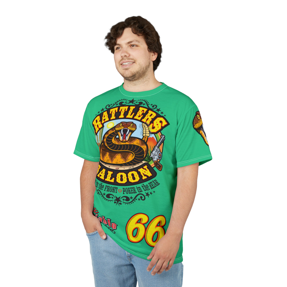 Rattlers Saloon Diamondback Logo Tee — Vintage Biker Route 66 Graphic Shirt