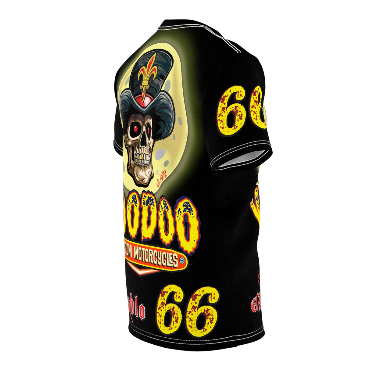 Voodoo Custom Motorcycles Black Magic HiViz Tee, Edgy Graphic Biker Shirt