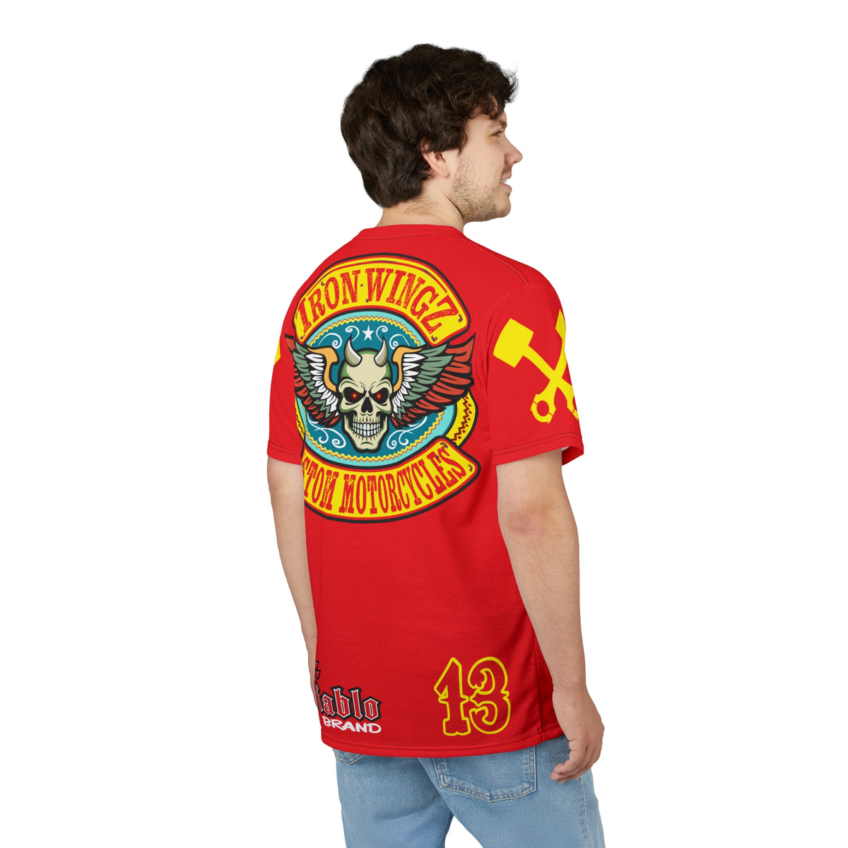 SRT Iron WingZ Custom Motorcycles Graphic Super Riding Tee, Edgy Streetwear, Customized Apparel, Gift for Bikers