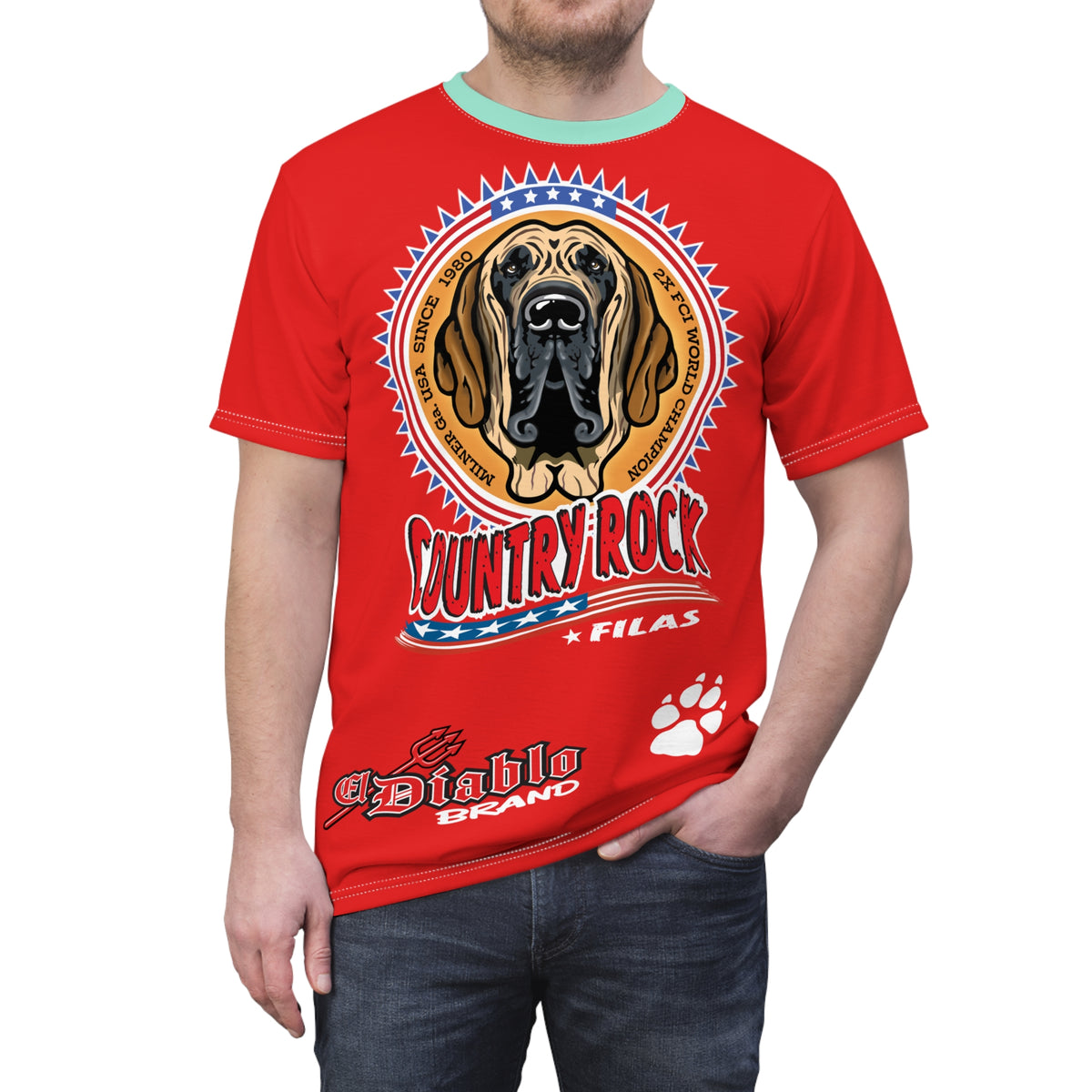 Country Rock Filas Graphic Super Tee — El Diablo Brand Paw Print T-Shirt