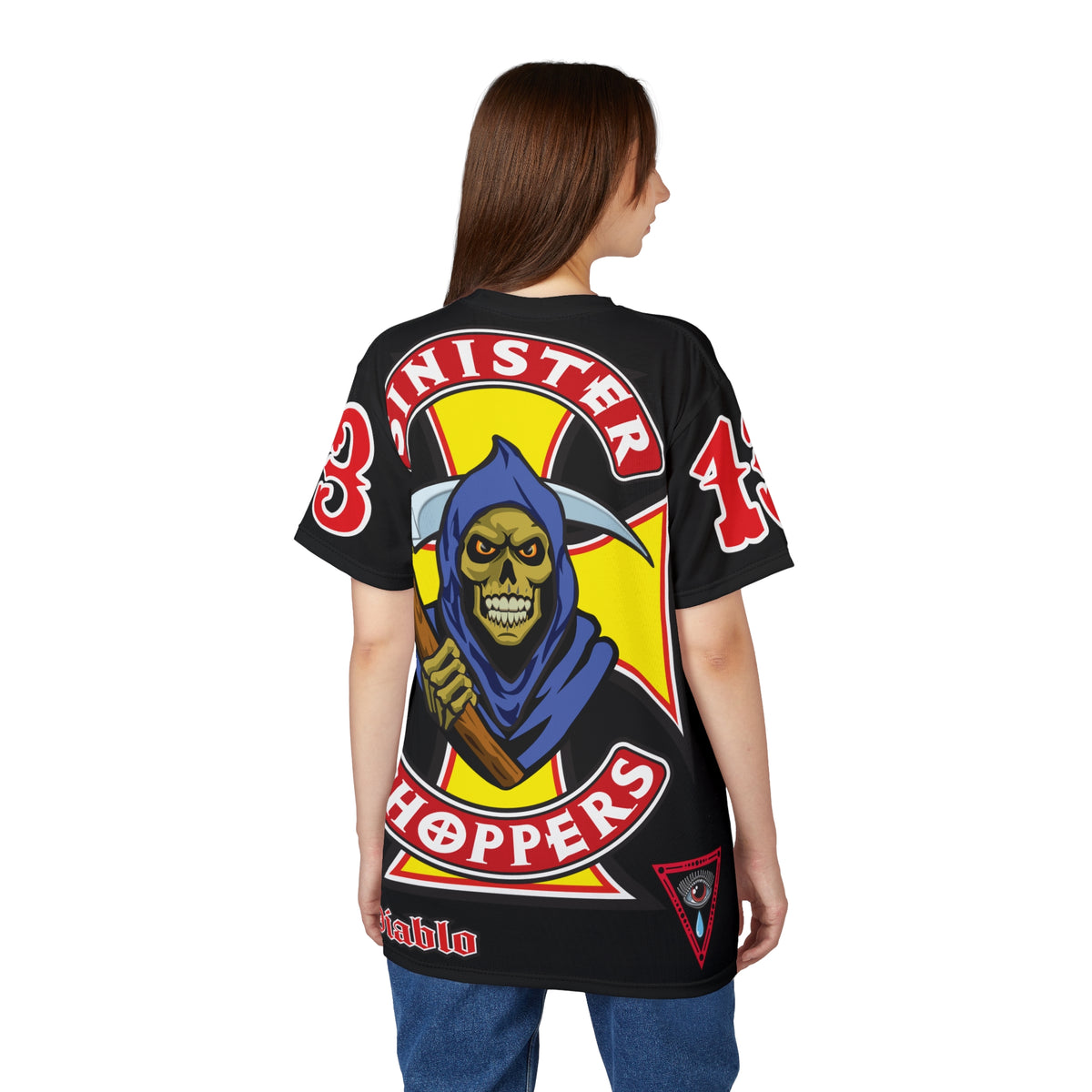 Sinister Choppers Reaper HiViz Super Tee - Unisex Skull Design for Bikers