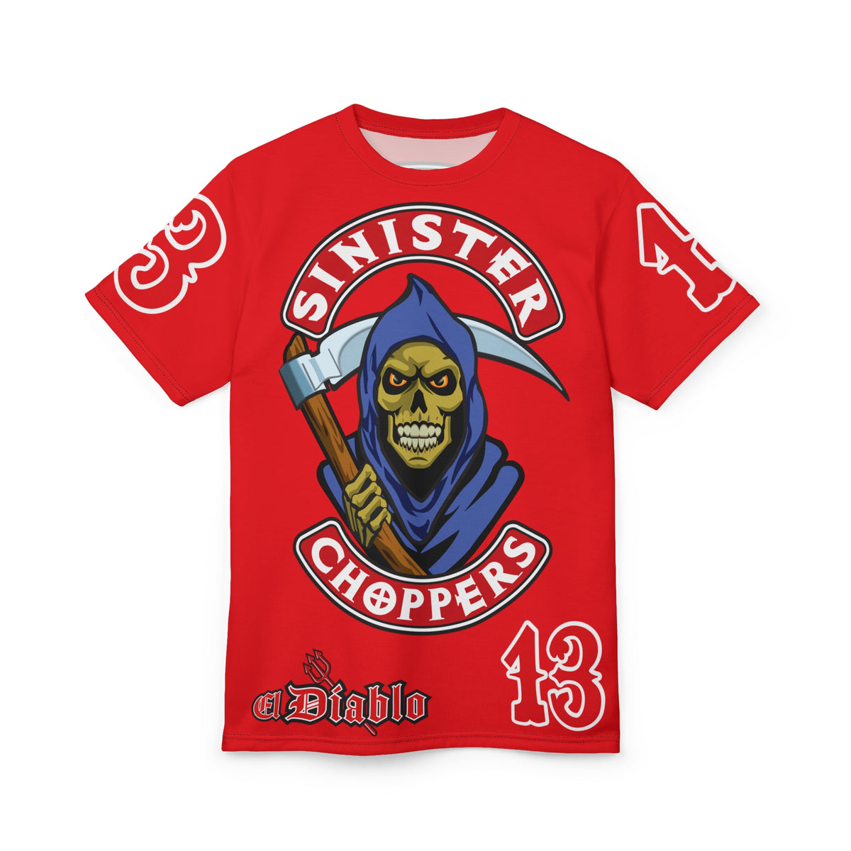 Sinister Choppers Grimm Reaper HiViz Super Tee - Unisex Skull Design for Bikers