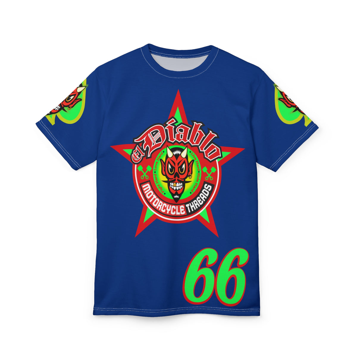 El Diablo Motorcycle Threads - Unisex Cut & Sew Tee - HiViz Color - Edgy Graphic Tee for Bikers