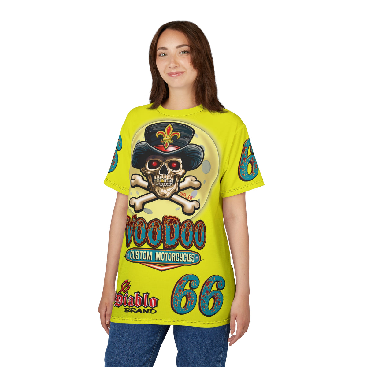 VERY Special HIVIZ Voodoo Customs Graphic Super Tee –  Edgy Style Riding Tee for Bikers