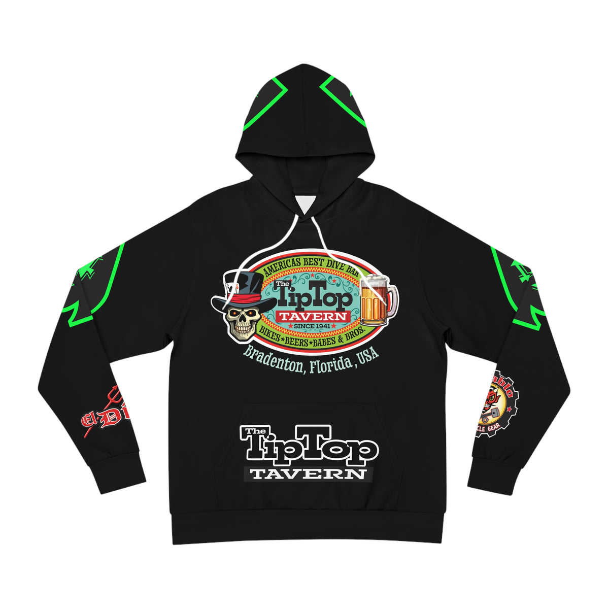 HoodZ Tip Top Tavern America's Best Dive Bar Super Hoodie - Ace of Spades Special Edition - High Visibility Lumina Green Accents